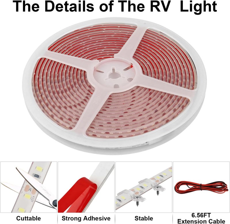 CCBASEBALL 20FT RV Awning Lights, IP68 Waterproof Camper Awning Lights, 12v White Rv Led Strip Lighting for Motorhome Travel,Travel Trailers, Camper, Food Trucks - Image 4